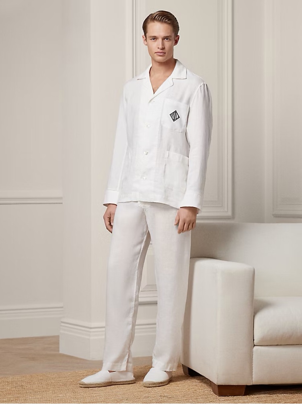 Men's Ralph Lauren Purple Label- Monogram Linen Pajama Set